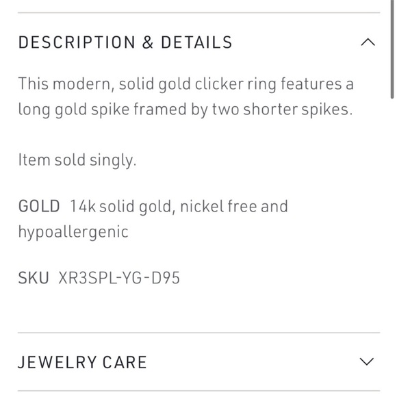 Maria Tash Solid 14k Gold Spike Hoop Single Earring - Picture 10 of 11